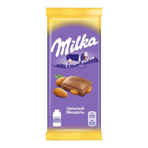 Шоколад Milka молочный Цельный миндаль